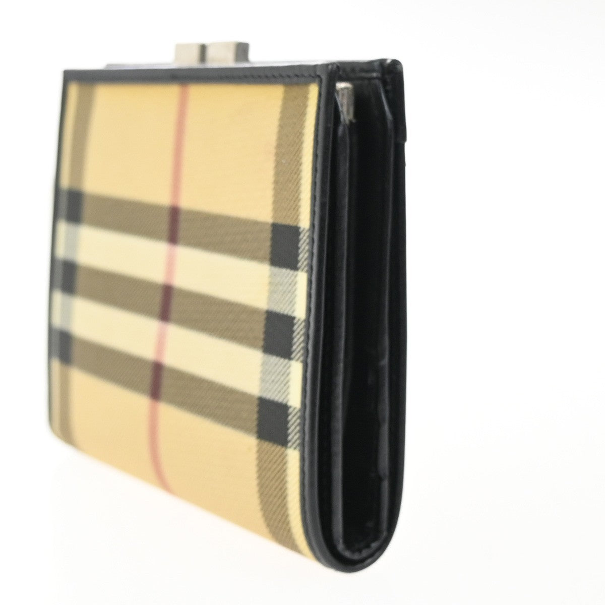 BURBERRY Logo Nova Check Bifold Wallet PVC Leather BE BK SHW Italy 07KC597
