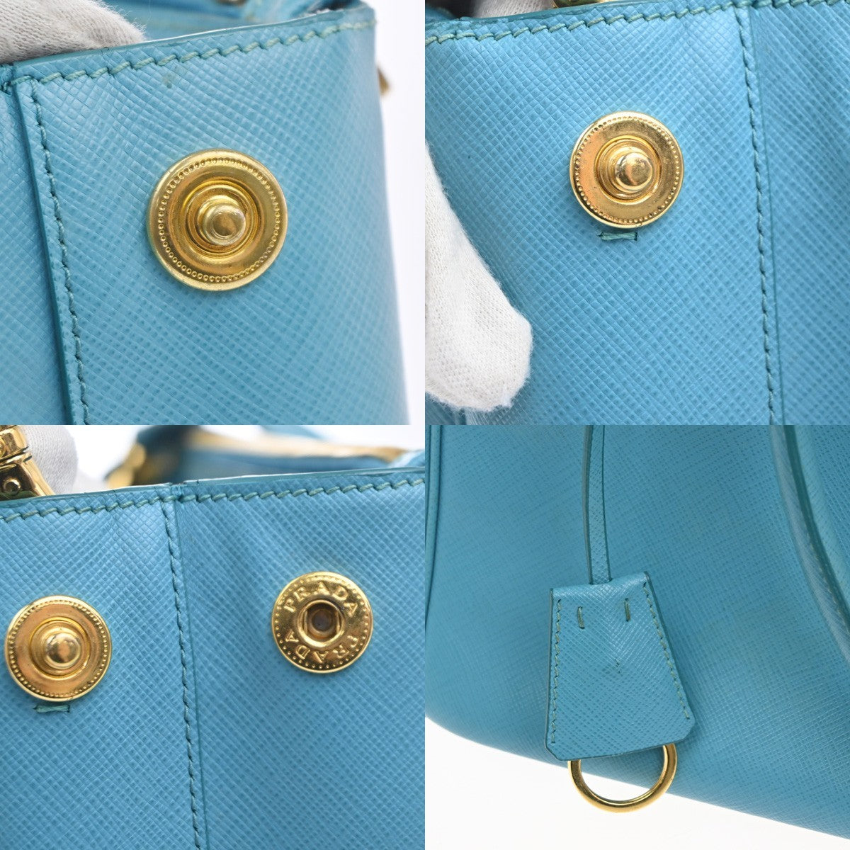 PRADA Galleria 2way Shoulder Hand Bag Saffiano Leather Blue Italy GHW 12KC931