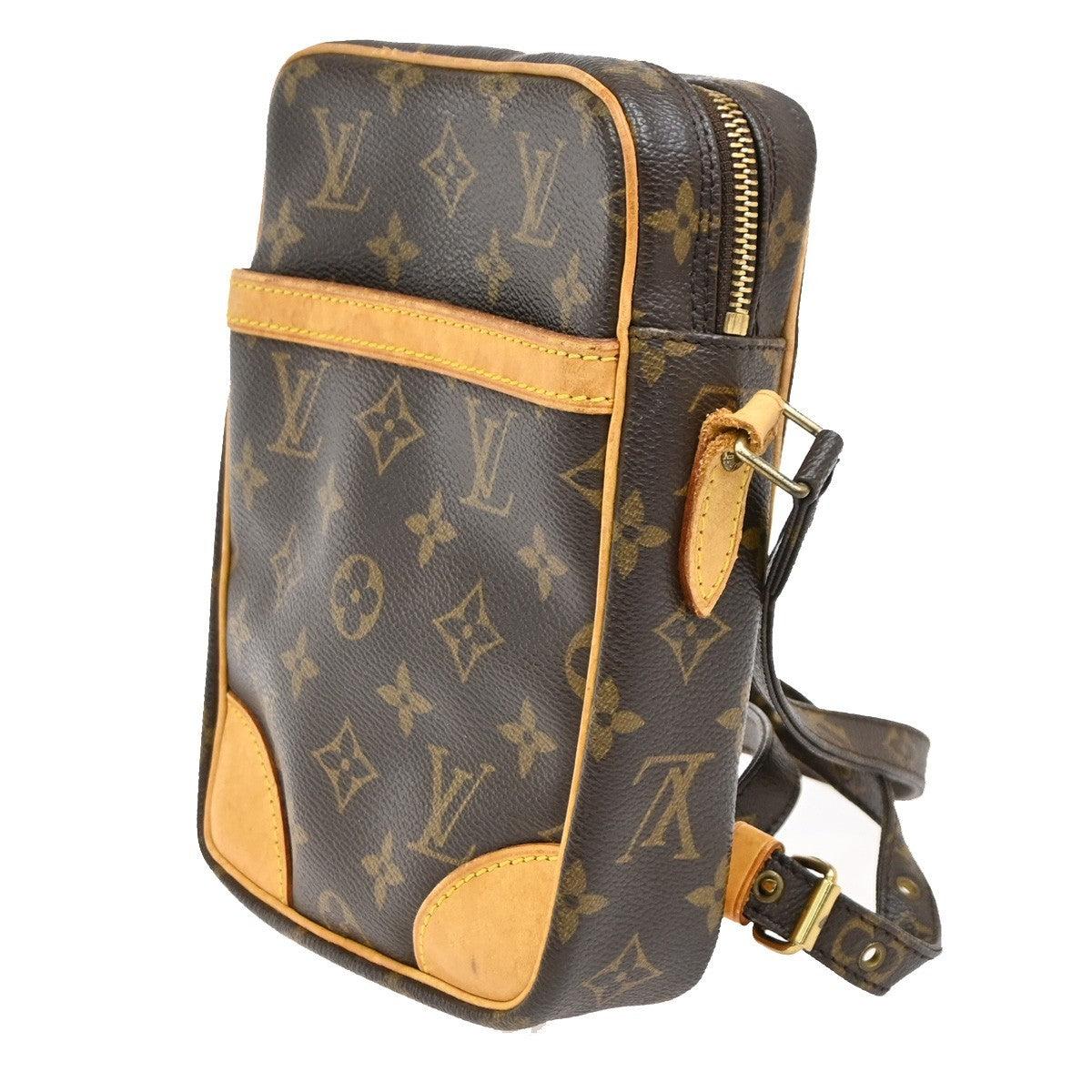 LOUIS VUITTON Danube Shoulder Bag Monogram Leather Brown France M45266 86DA237
