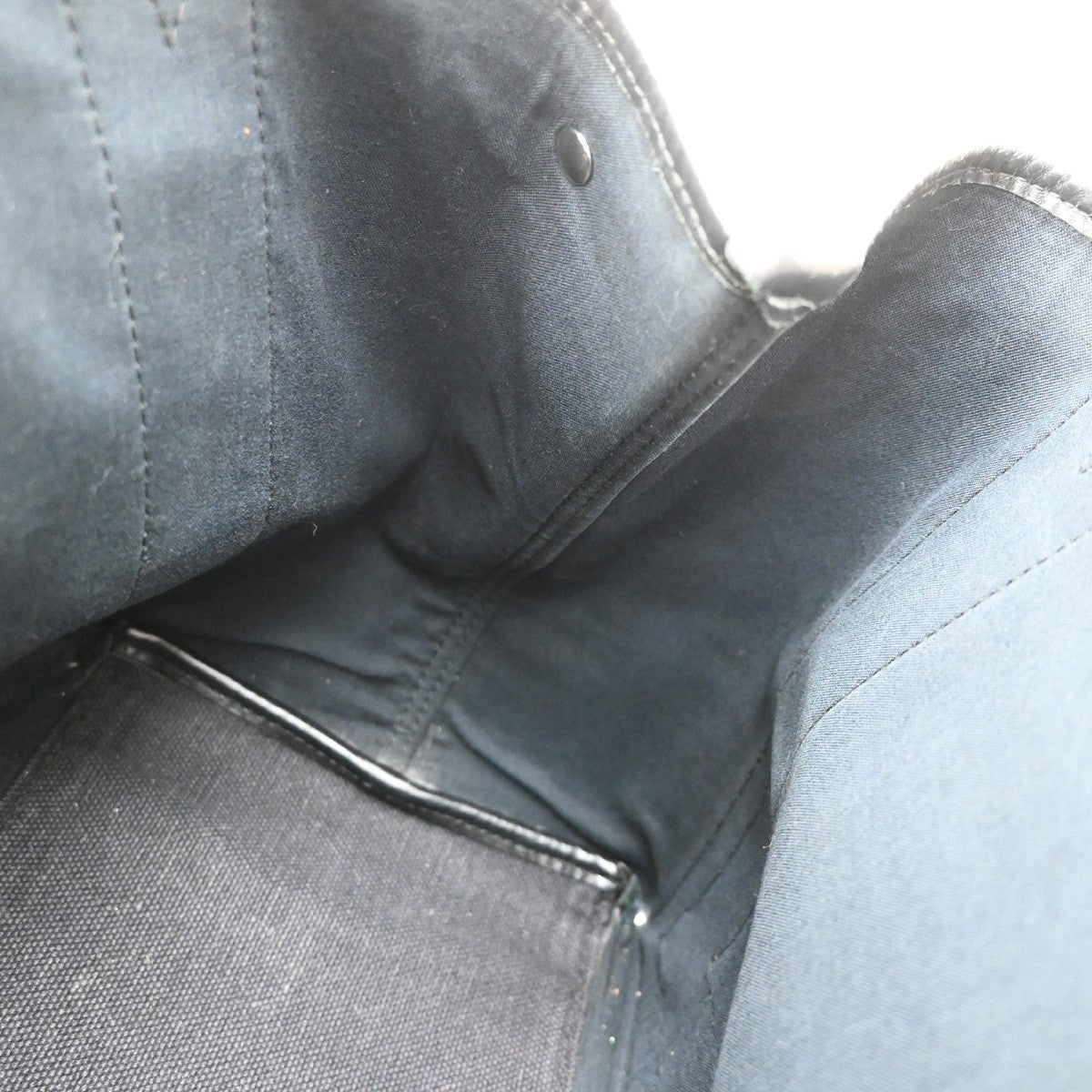 BALENCIAGA Logo Navy Cabas S Hand Bag Canvas Leather Black Italy 65EF883