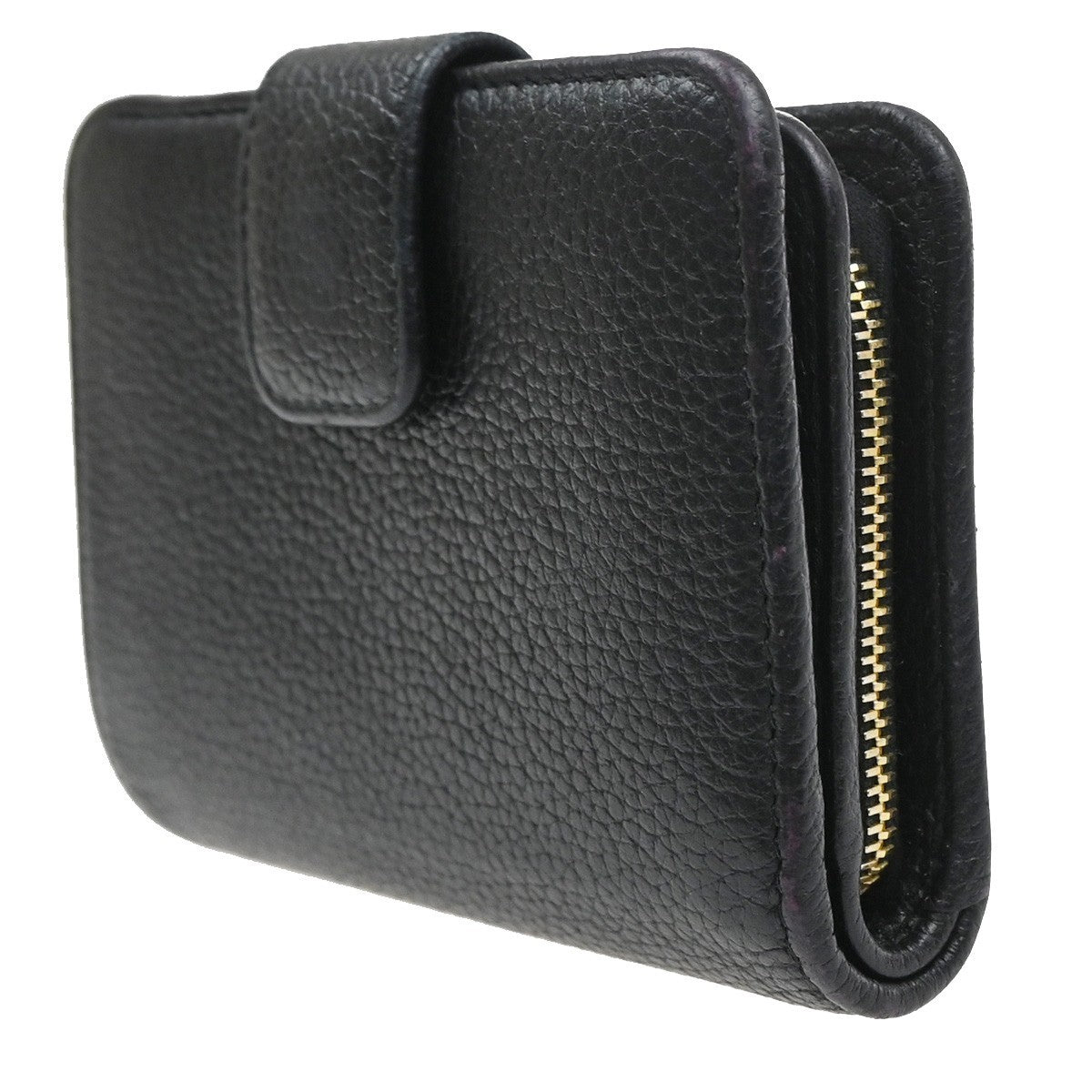 PRADA Logo Bifold Compact Wallet Purse Vitello Leather Black GHW Italy 65YJ111