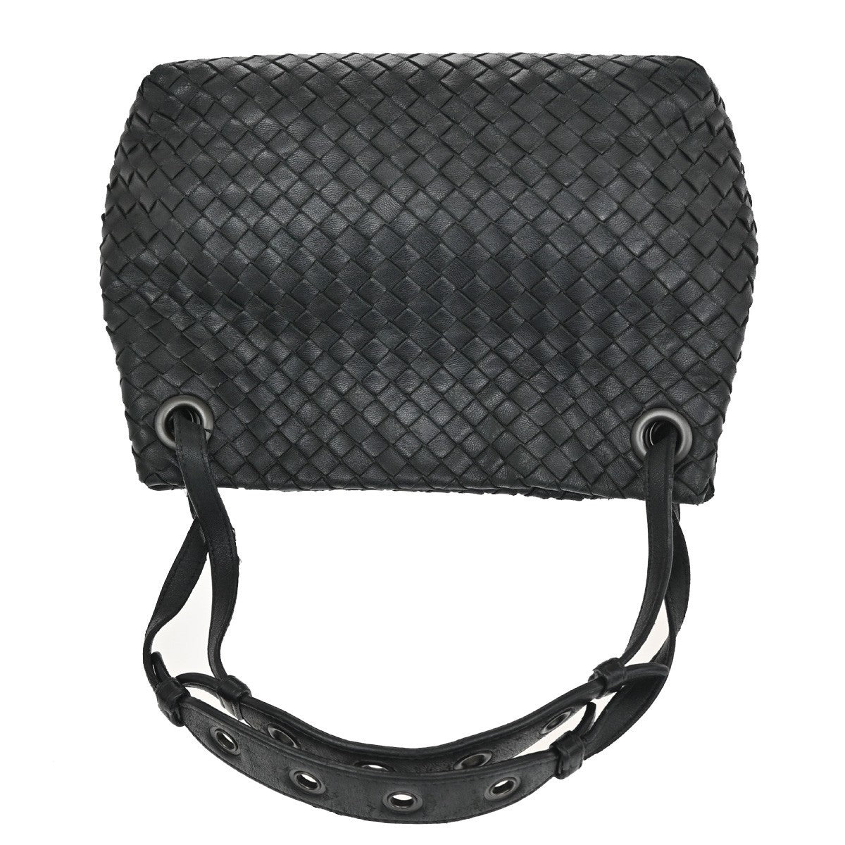 BOTTEGA VENETA Intrecciato Garda Shoulder Handbag Black Leather Italy 78TA153