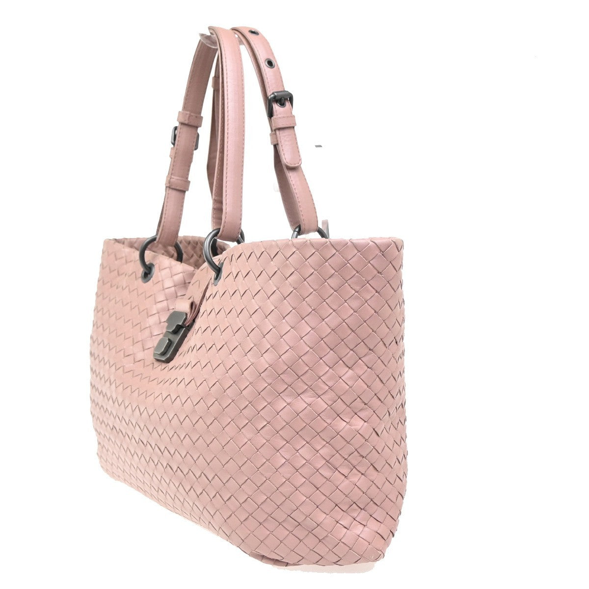BOTTEGA VENETA Logo Intrecciato Shoulder Hand Bag Leather Pink Italy 25RL757