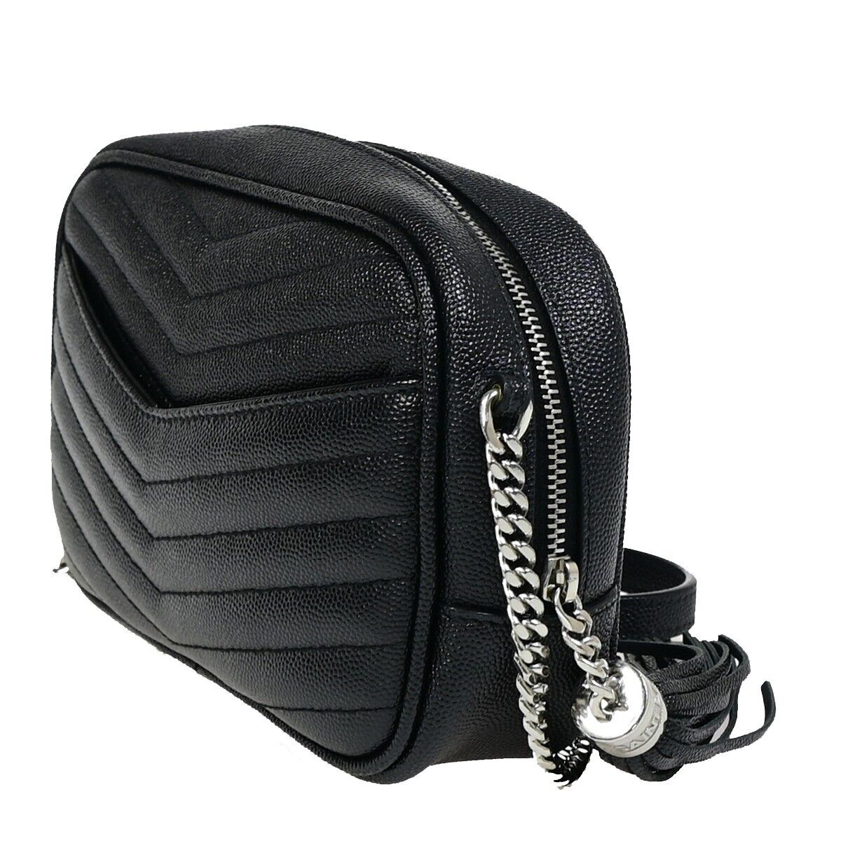 SAINT LAURENT YSL Logo Lou Chain Mini Shoulder Bag Leather Black SHW 675RJ866