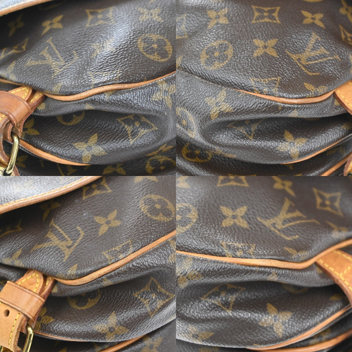 LOUIS VUITTON Logo Saumur 30 Shoulder Bag Monogram Leather Brown M42256 73KP436