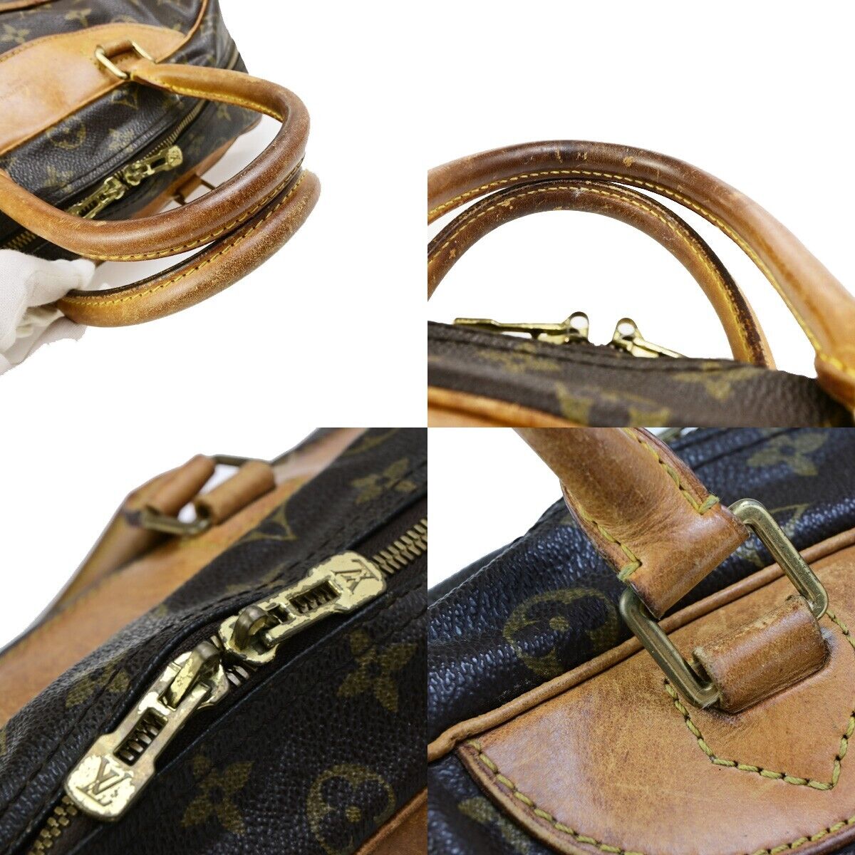 LOUIS VUITTON LV Logo Deauville Hand Bag Monogram Leather Brown M47270 67ED043