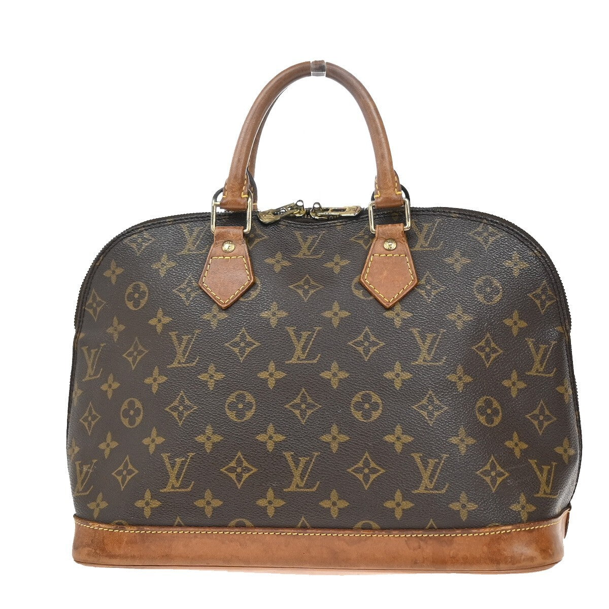LOUIS VUITTON LV Logo Alma Hand Bag Monogram Leather Brown U.S.A. SD0995 61EE209