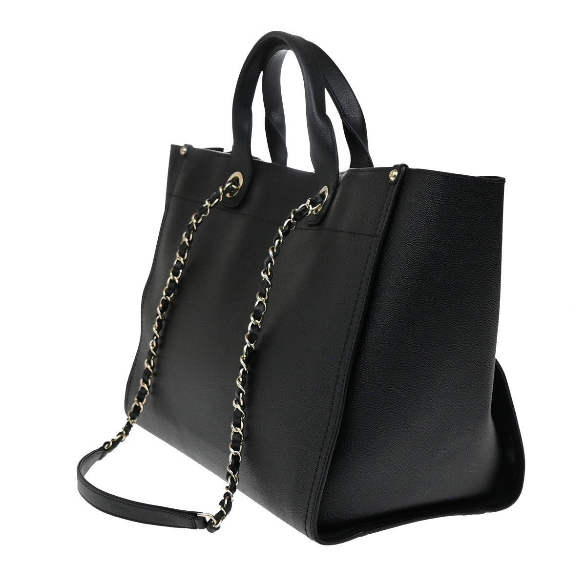 CHANEL CC Deauville 2Way Hand Bag Grained Calfskin Leather Studs BK GHW 773RL534