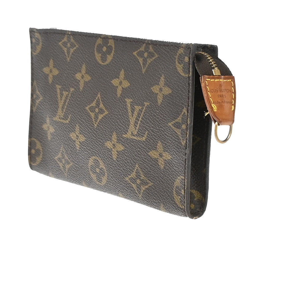LOUIS VUITTON Logo BUCKET PM Pouch Bag Monogram Leather Brown France 02KP294