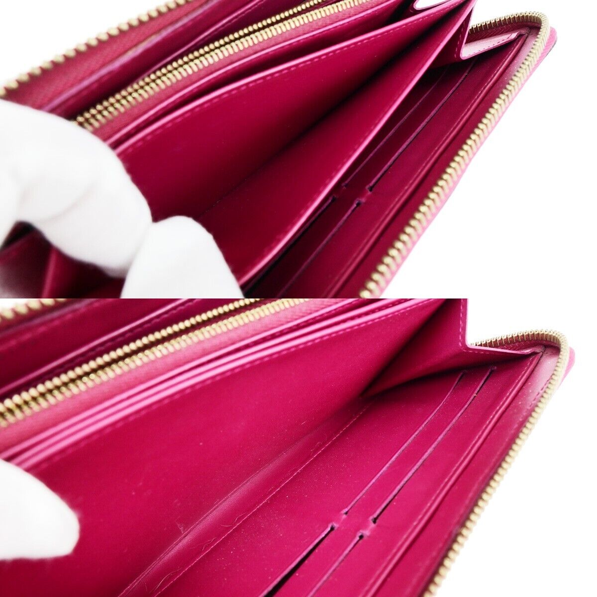 LOUIS VUITTON Long Zippy Wallet Monogram Vernis Leather Pink M91597 09EB261