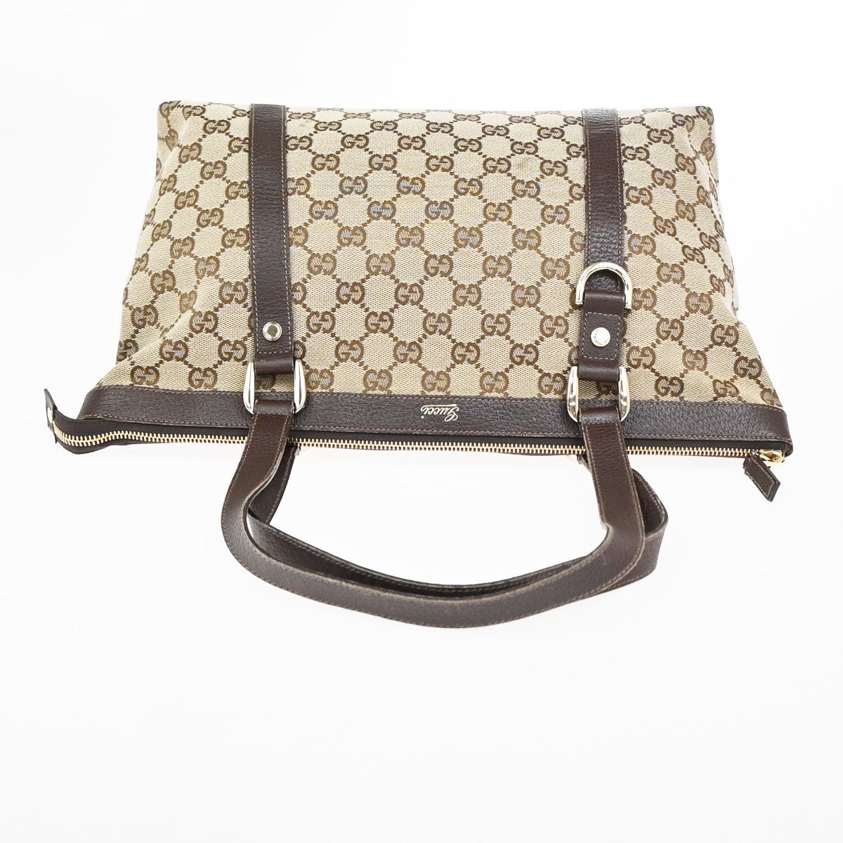 GUCCI GG Pattern Abbey Shoulder Tote Bag Canvas Leather Brown GHW Italy 77YJ048