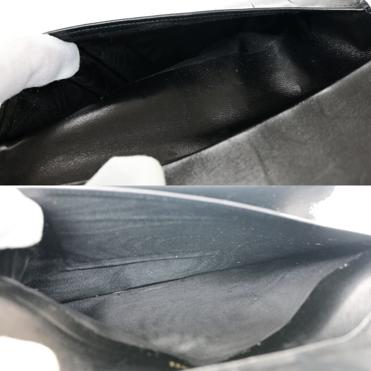 CHANEL CC Logo Long Bifold Wallet Purse Leather Black GHW Vintage 66RJ939