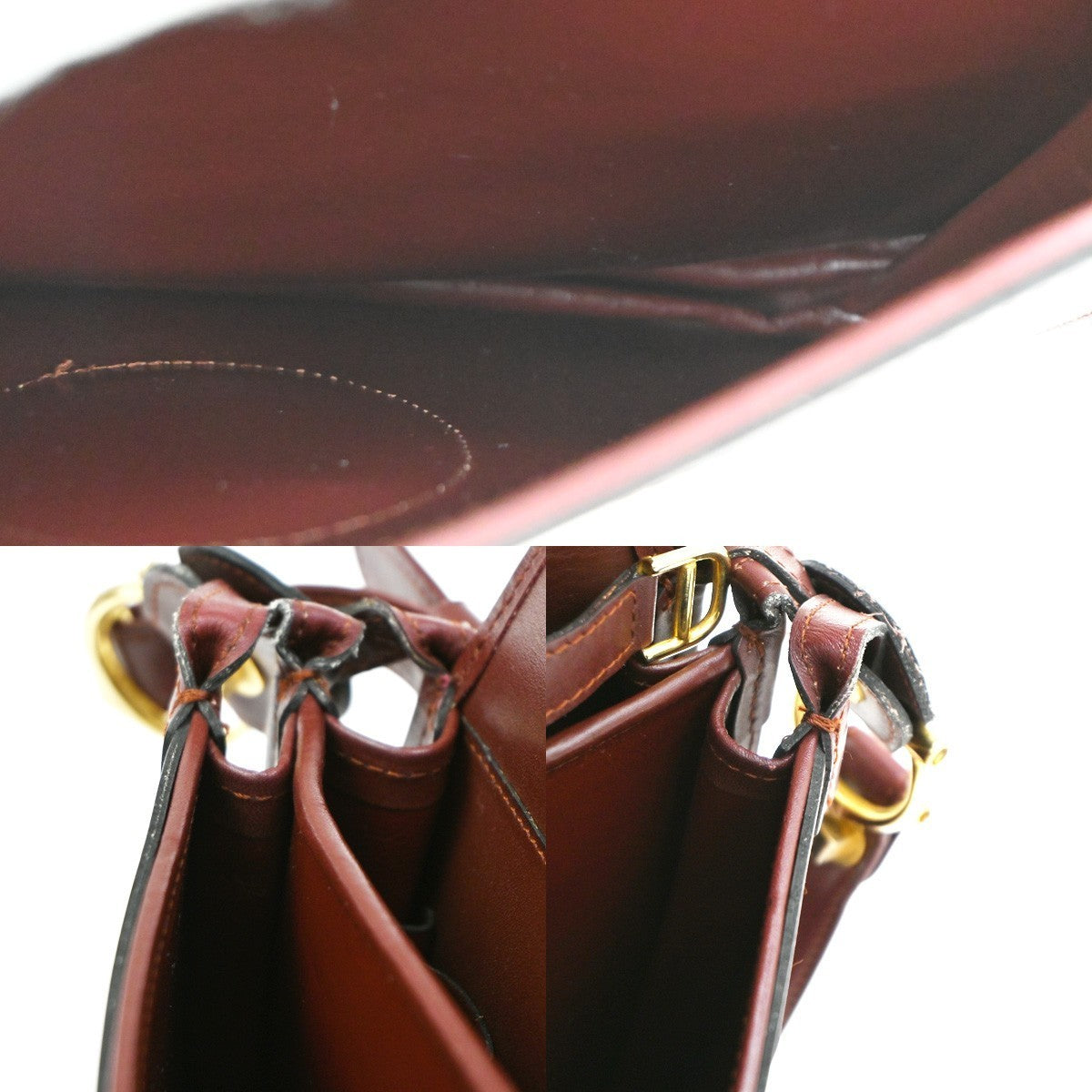 CARTIER Must Line Turn lock Shoulder Bag  Leather Burgundy Red Italy 65CA484