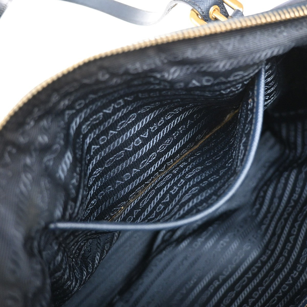PRADA Logo 2Way Shoulder Hand Bag Nylon Leather Navy Blue GHW 1BG253 79KB502
