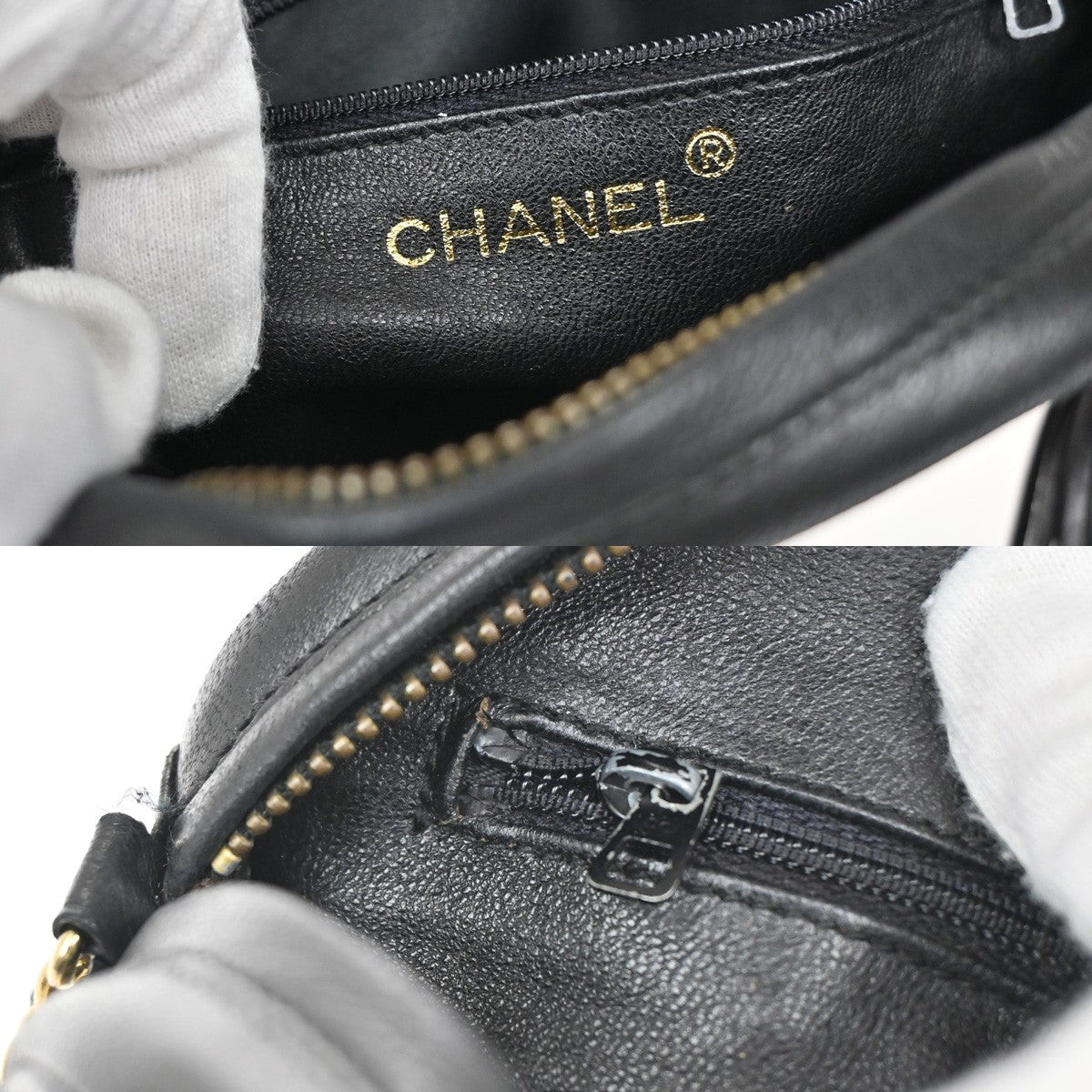 CHANEL CC Logo Tassel Oval Chain Shoulder Bag Leather Black GHW Vintage 395RL384