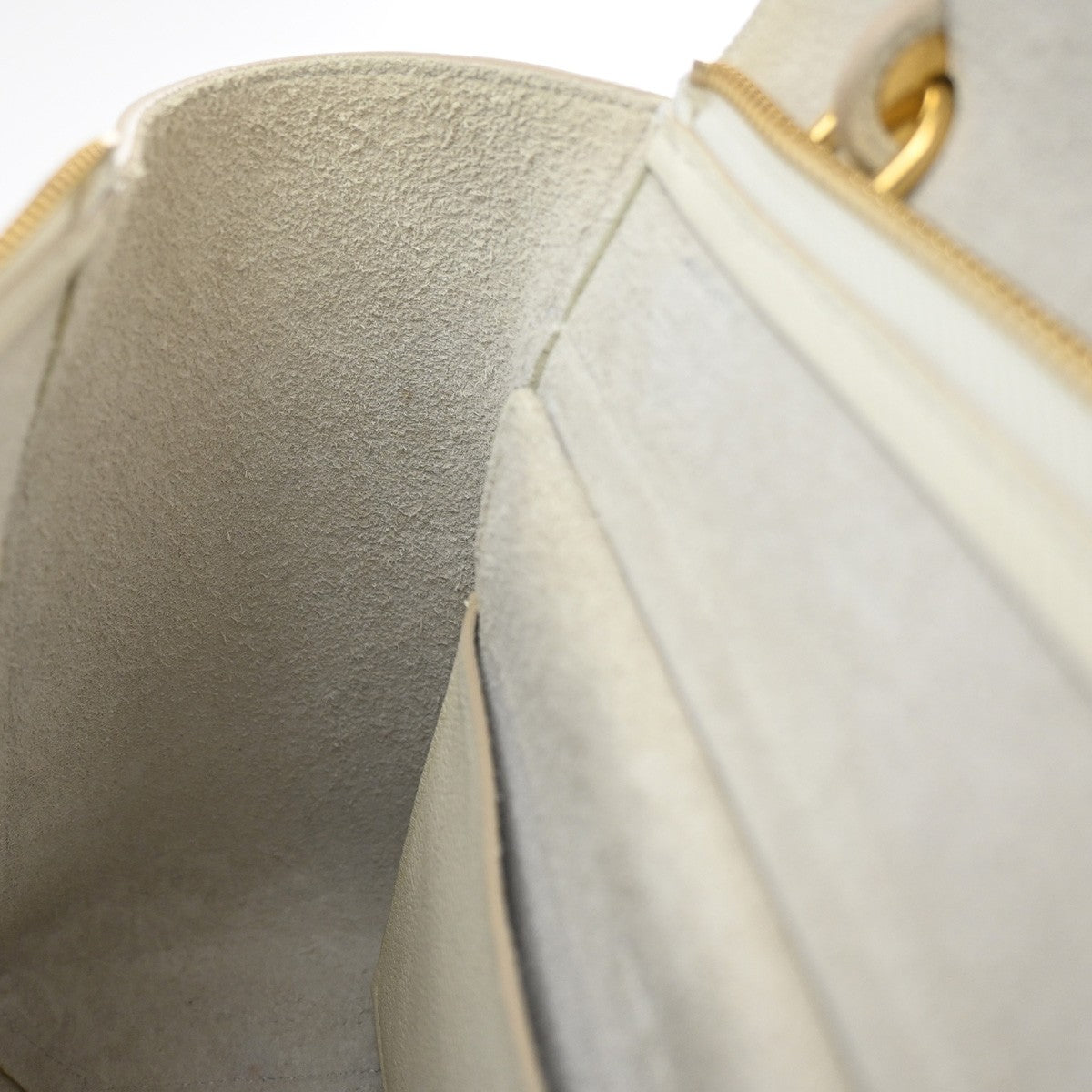 CELINE Logo Belt 2way Shoulder Hand Bag Leather White GHW Italy 29RL885