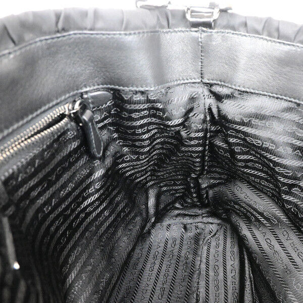 PRADA Logo Tessuto Gaufre 2Way Shoulder Bag Nylon Leather BK SHW 12RK714