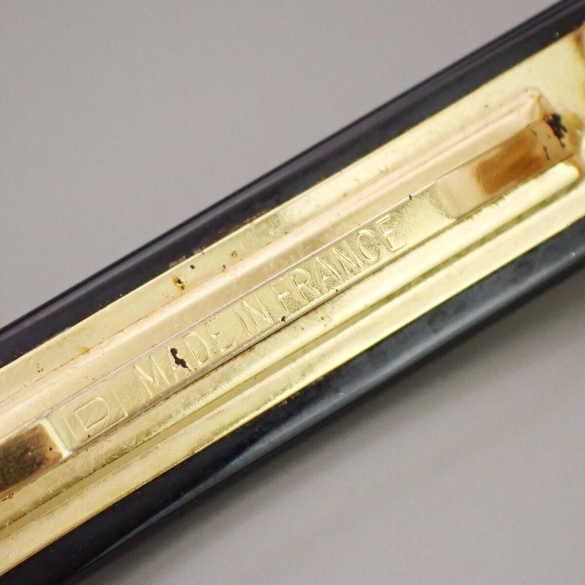 CHANEL Logo Hair Clip Barrette Accessory Black Pink Gold Made in France 33RJ980