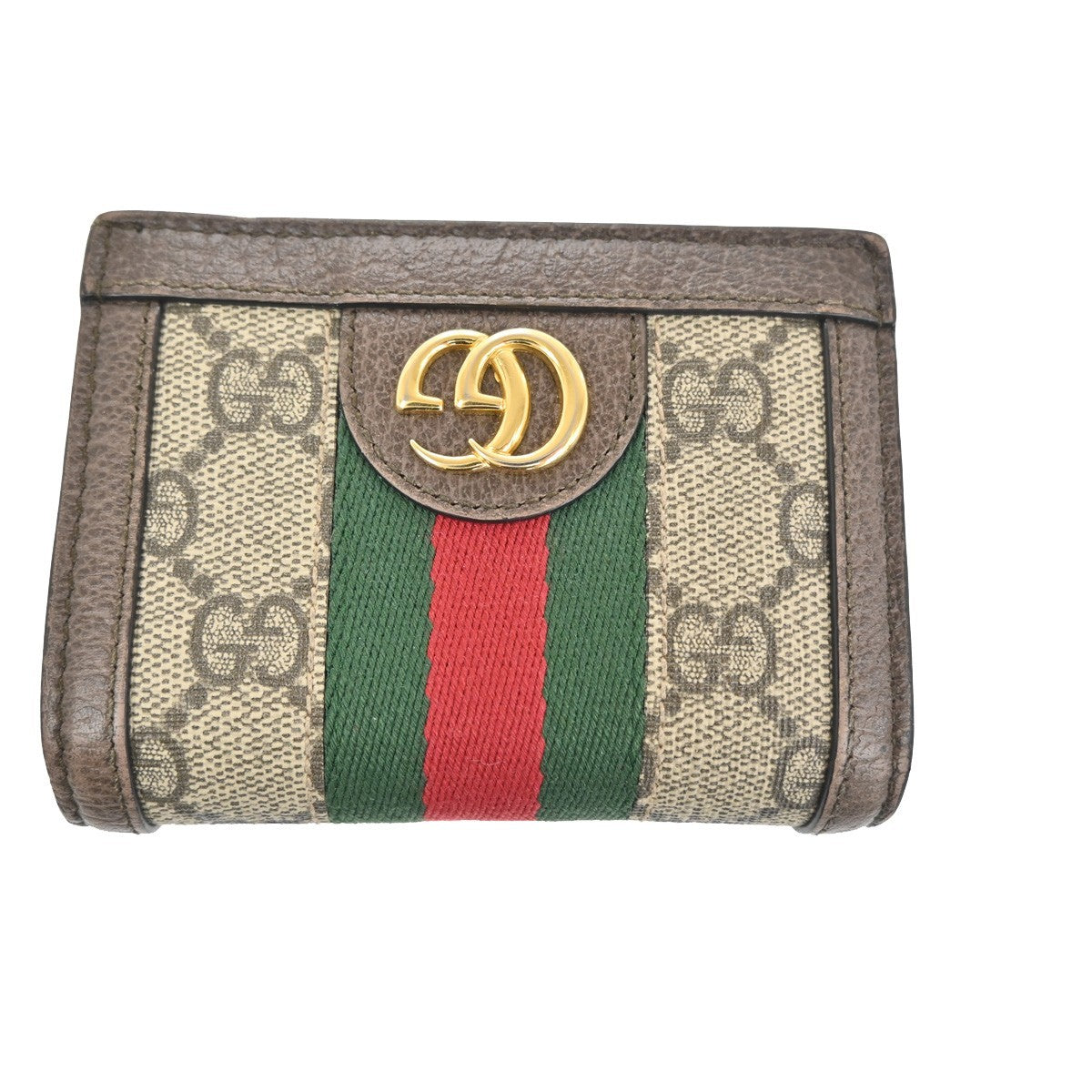 GUCCI Logo Sherry GG Pattern Compact Wallet Supreme Leather Brown GHW 31TA331