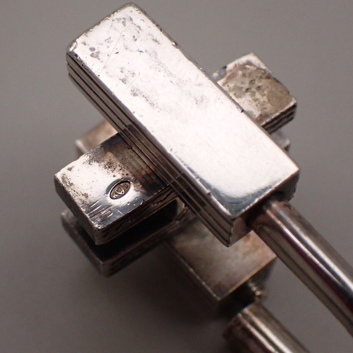 HERMES Logo Touareg H Cadena Padlock Bag Charm Silver 925 31RK897