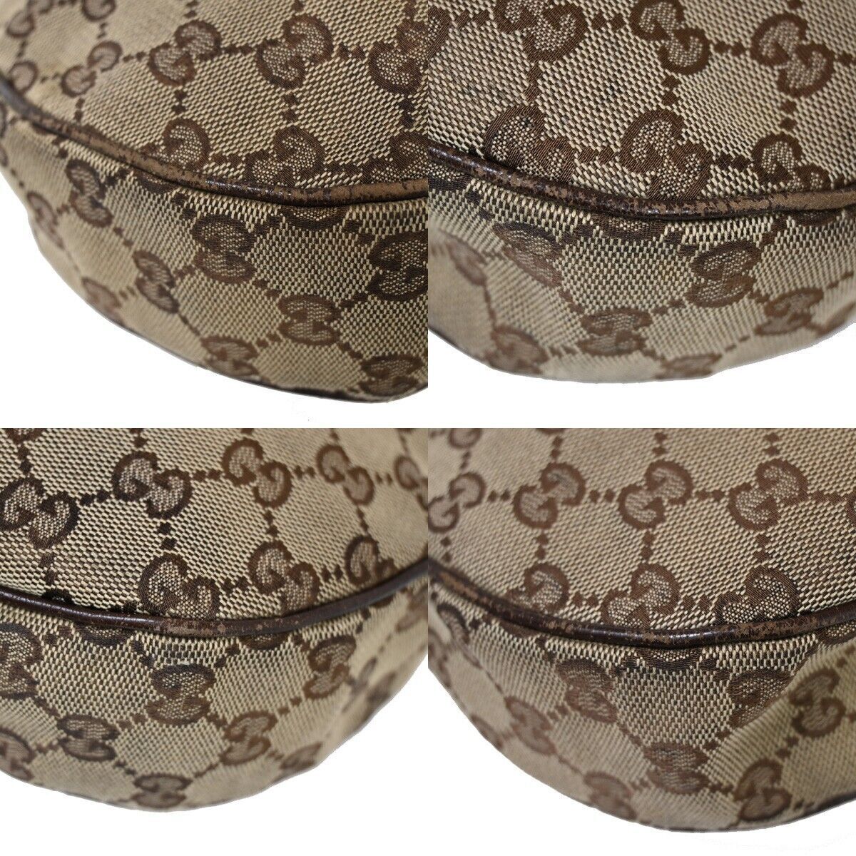 GUCCI GG Pattern Sherry Shoulder Bag Canvas Leather Brown Gold Italy 05YB696
