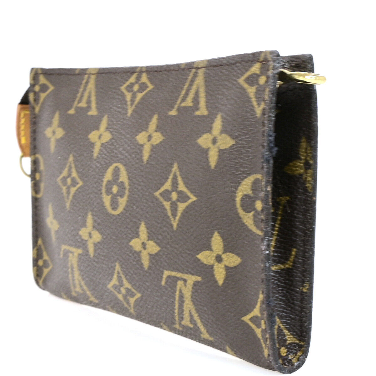 LOUIS VUITTON Logo BUCKET PM Pouch Bag Monogram Leather Brown France 04YE969