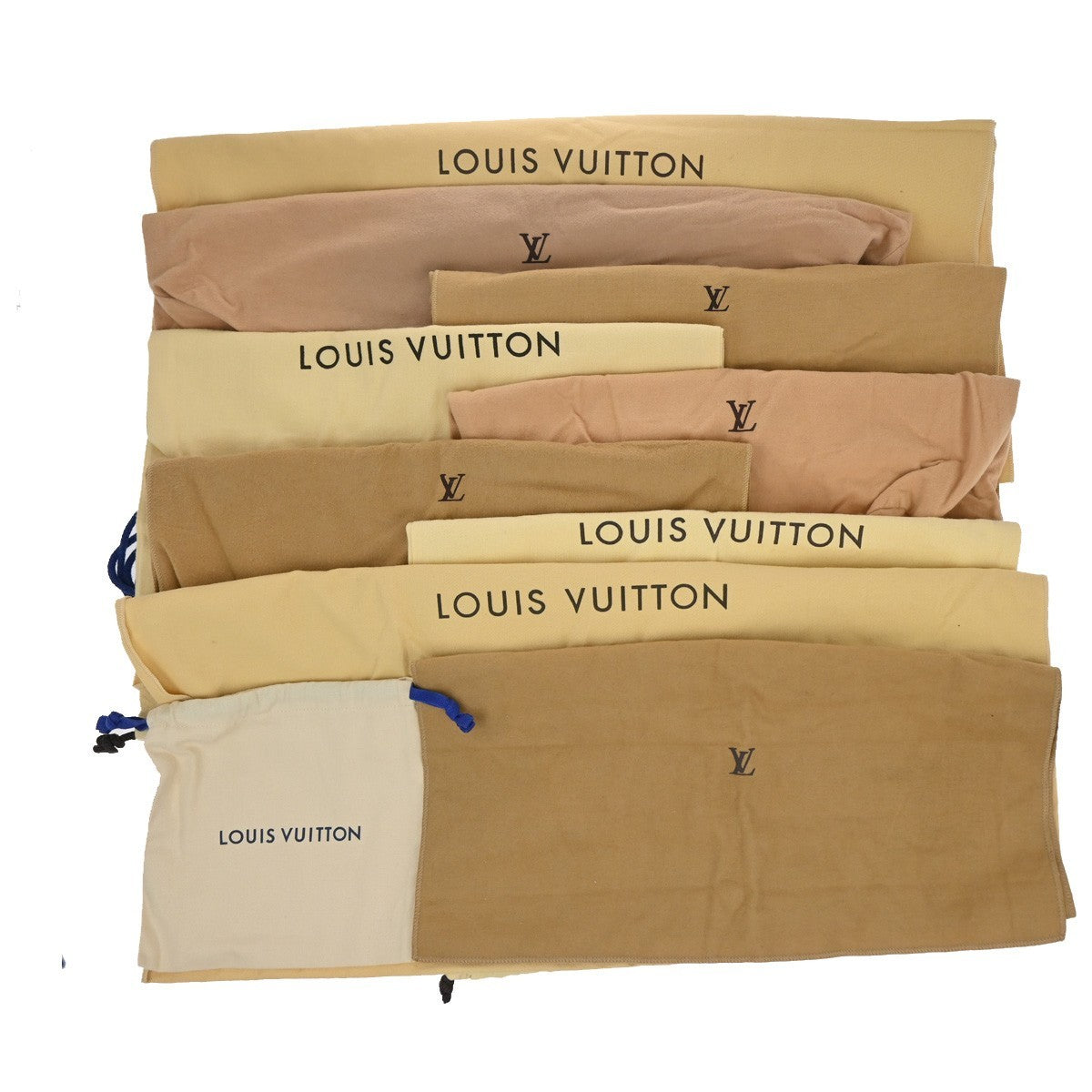 LOUIS VUITTON Logo 10 Set Dust Bag Drawstring Canvas Cotton Beige Brown 09KC802
