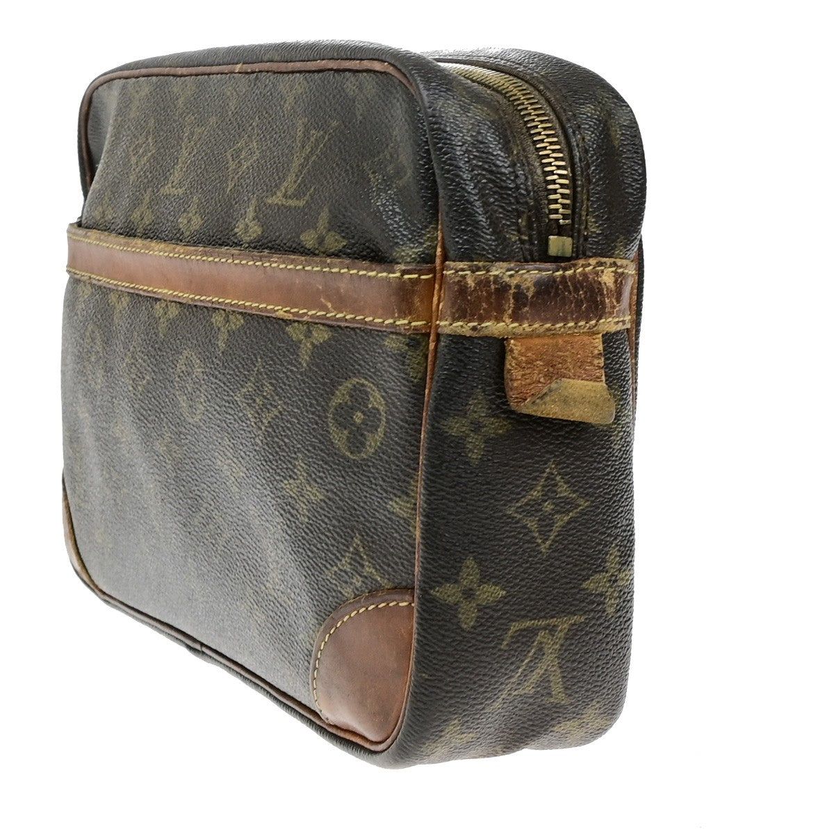 LOUIS VUITTON Compiegne 28 Clutch Hand Bag Monogram Leather Brown M51845 02YH074