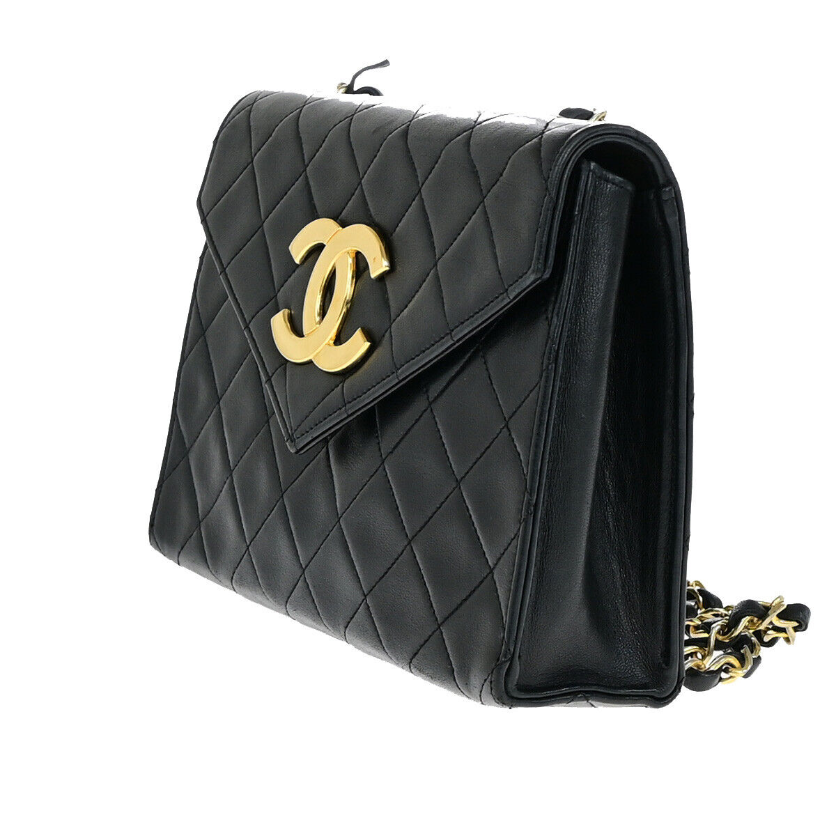 CHANEL CC Mini Matelasse Chain Shoulder Bag Leather Black GHW Vintage 641RK565