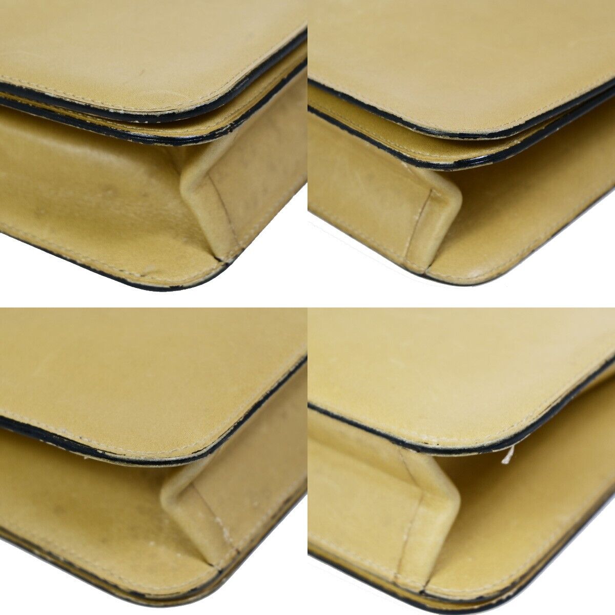 CHANEL CC Logo Chain Shoulder Bag Leather Beige GHW France Vintage 605EB035