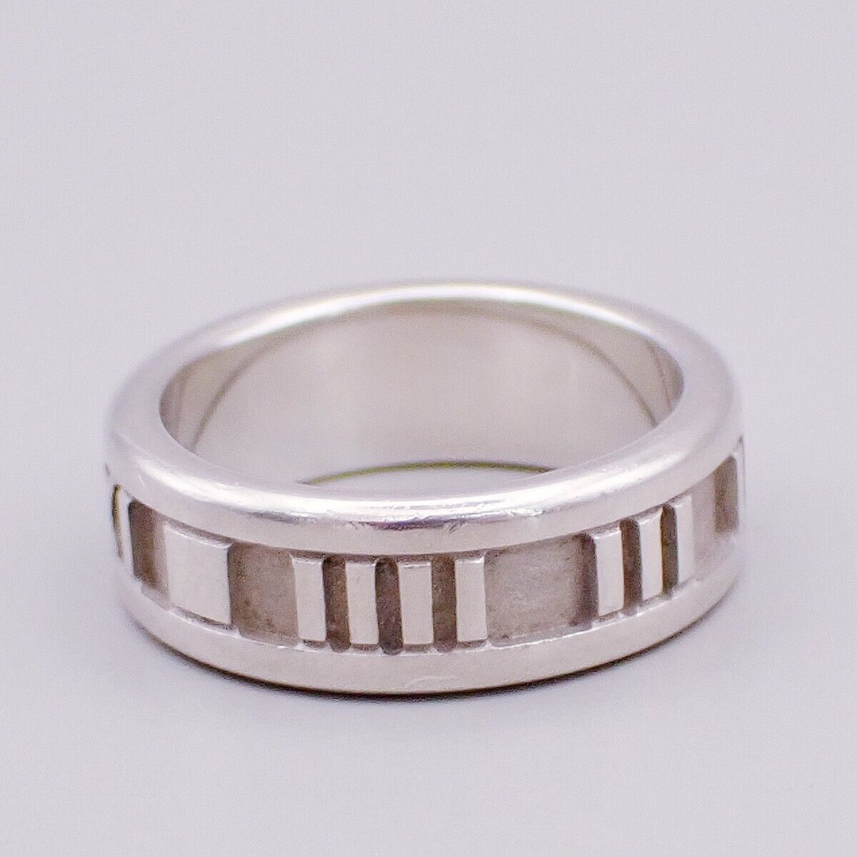 TIFFANY & CO. Logo Atlas Ring Size US 5 JP 9 Roman Numerals Silver 925 08YF244