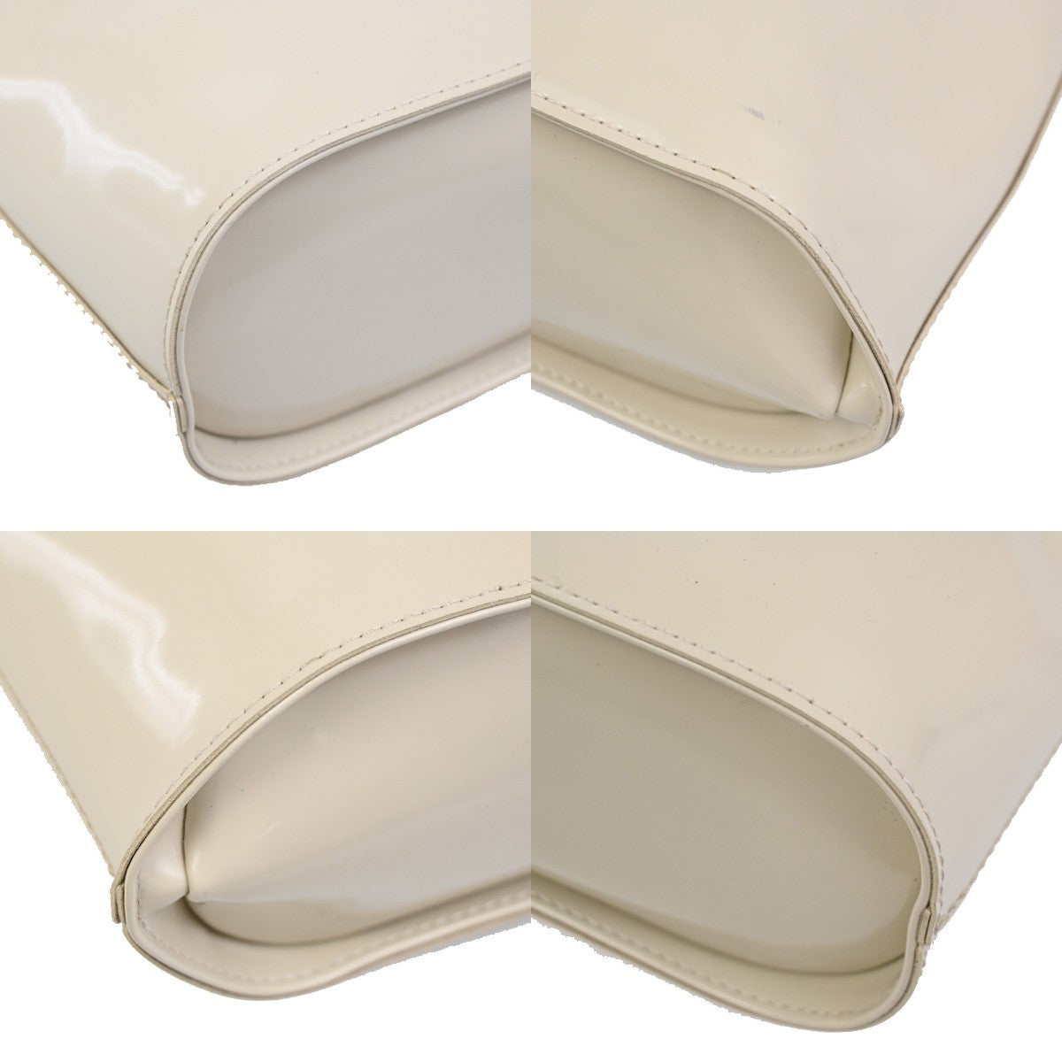 BALENCIAGA Logo Women Mini Hand Bag Patent Leather White Ivory 02ZA250