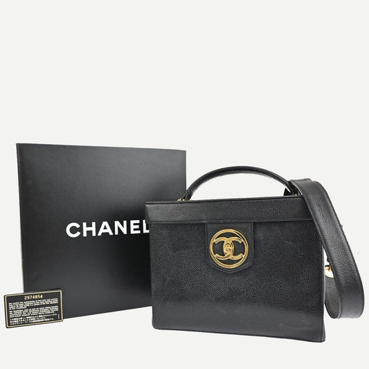 CHANEL CC Logo 2Way Vanity Shoulder Hand Bag Caviar Skin Leather BK GHW 620RJ692