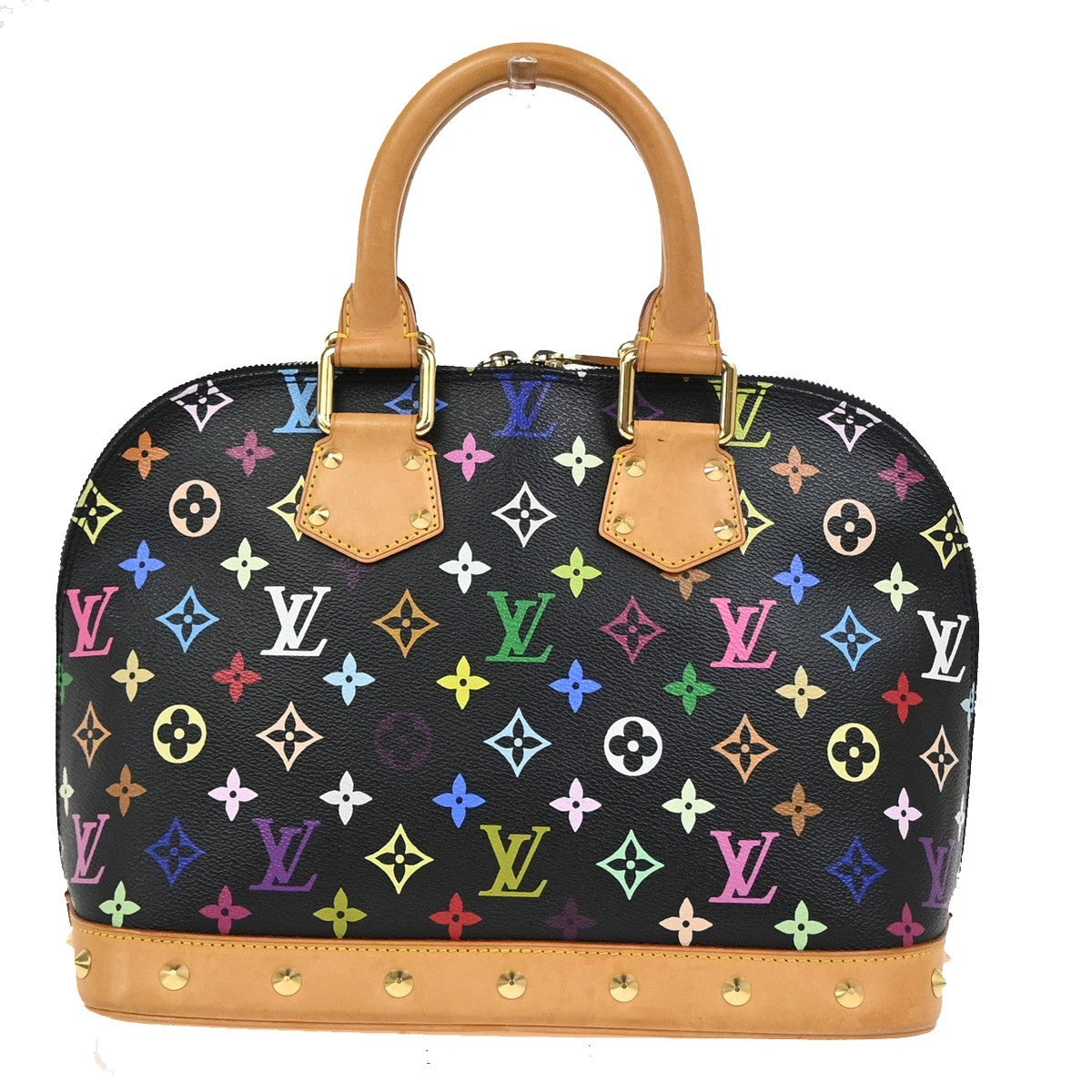 LOUIS VUITTON LV Logo Alma Hand Bag Monogram Multi Leather Black M92646 645RQ029