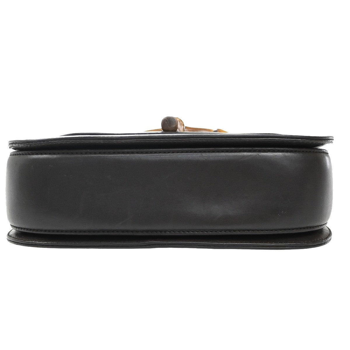 GUCCI Logo Bamboo 2Way Shoulder Hand Bag Leather Brown Gold Italy 50RF716