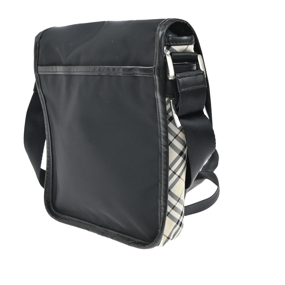 BURBERRY Nova Check Crossbody Mini Shoulder Bag Nylon Leather Black SHW 61KP417