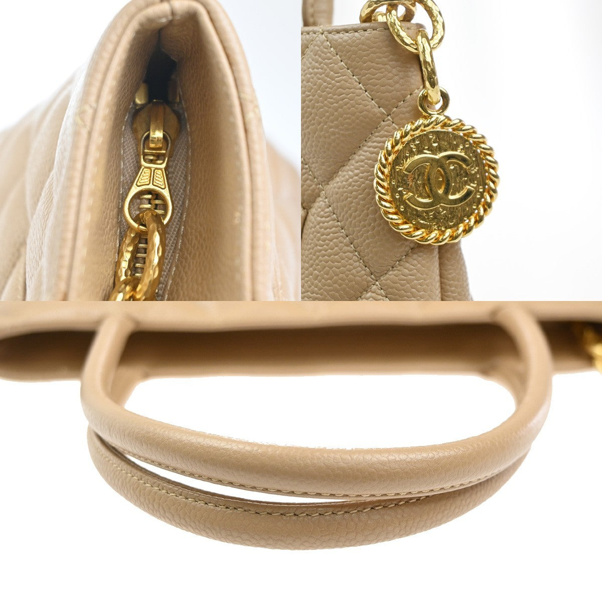 CHANEL CC Matelasse Shoulder Hand Bag Grained Calfskin Leather BE Italy 369RL781