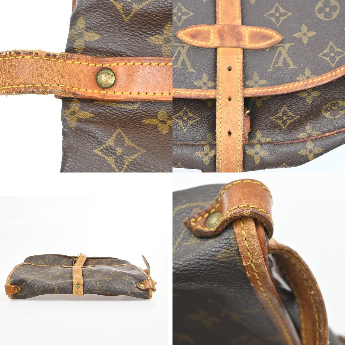 LOUIS VUITTON Logo Saumur 30 Shoulder Bag Monogram Leather Brown M42256 39PA062