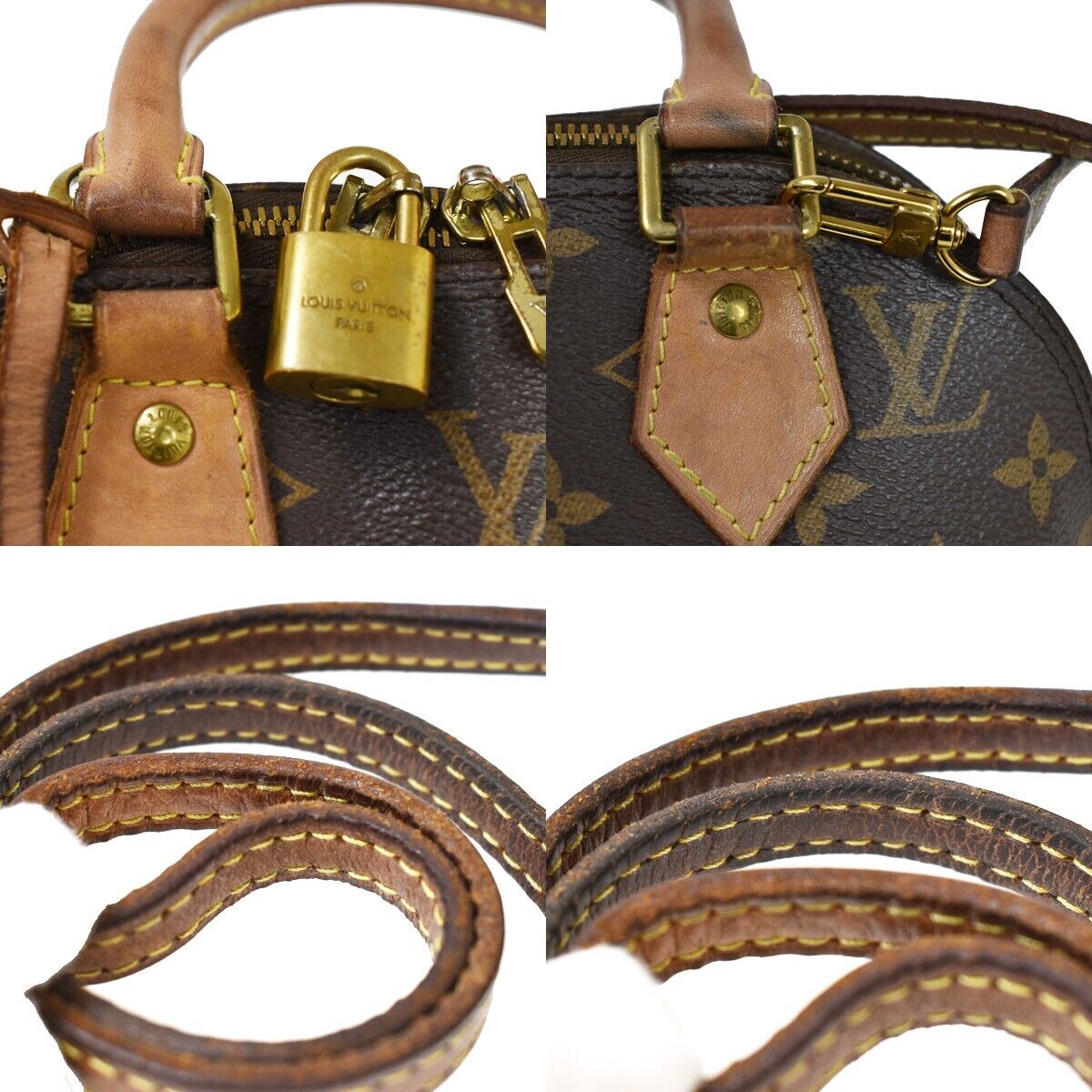 LOUIS VUITTON Alma BB 2Way Hand Bag Monogram Leather Brown Gold M53152 15YC243
