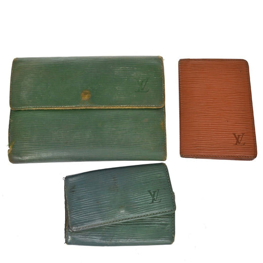 LOUIS VUITTON 3 Set Bifold Trifold Wallet Card Key Case Epi Leather BN 08EA202