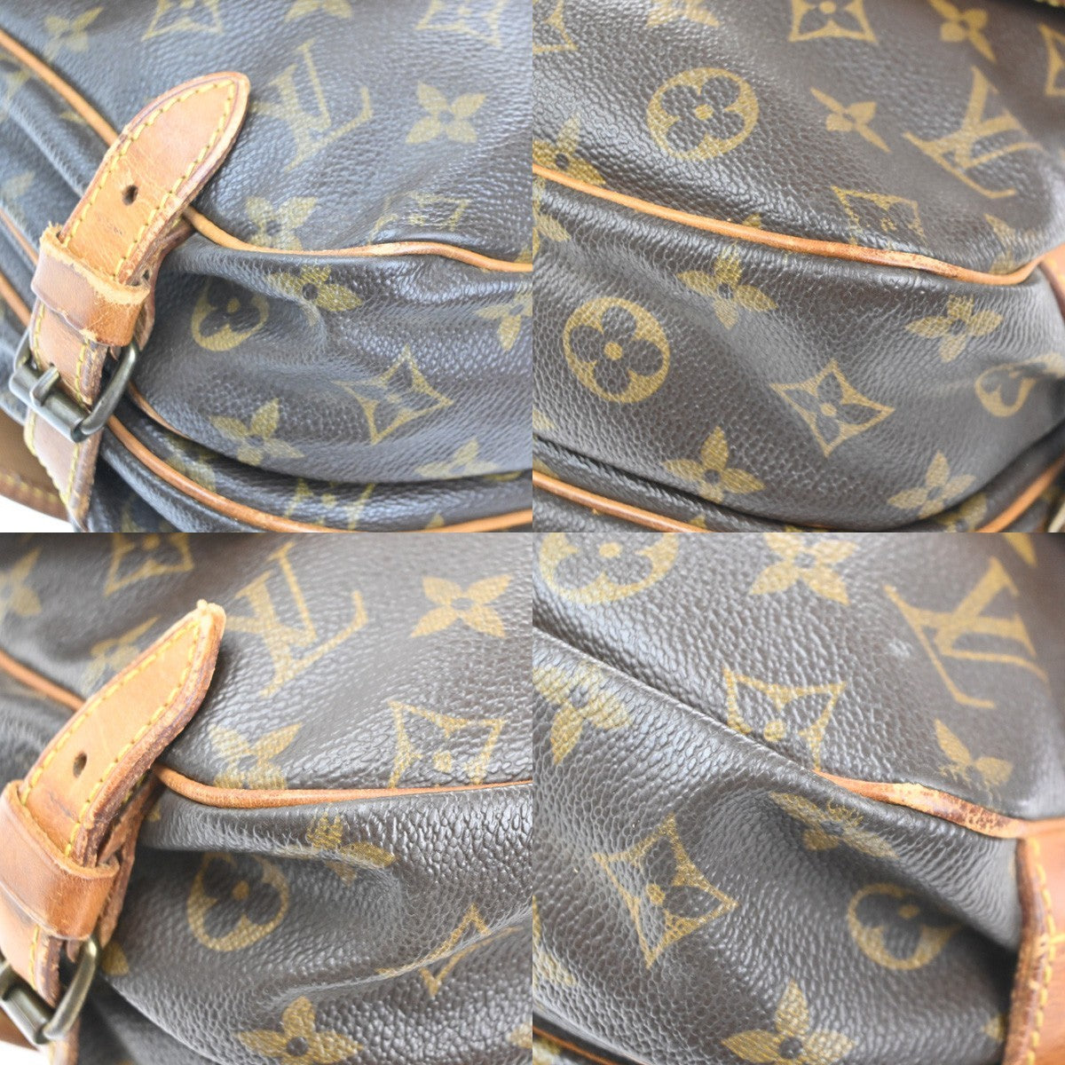 LOUIS VUITTON Logo Saumur 30 Shoulder Bag Monogram Leather Brown M42256 86MA434
