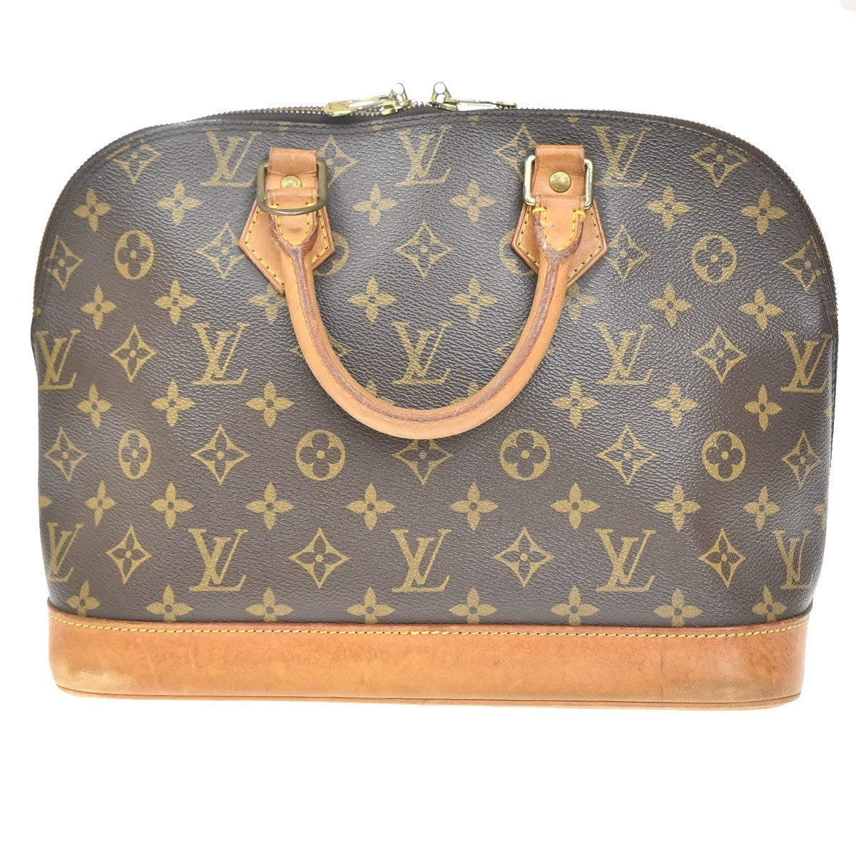 LOUIS VUITTON LV Logo Alma Hand Bag Monogram Leather Brown M51130 89YJ227