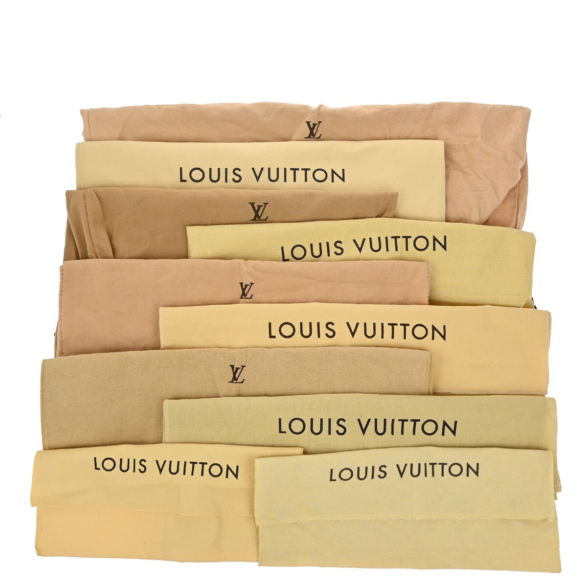 LOUIS VUITTON Logo 10 Set Dust Bag Drawstring Canvas Cotton Beige Brown 09EE127