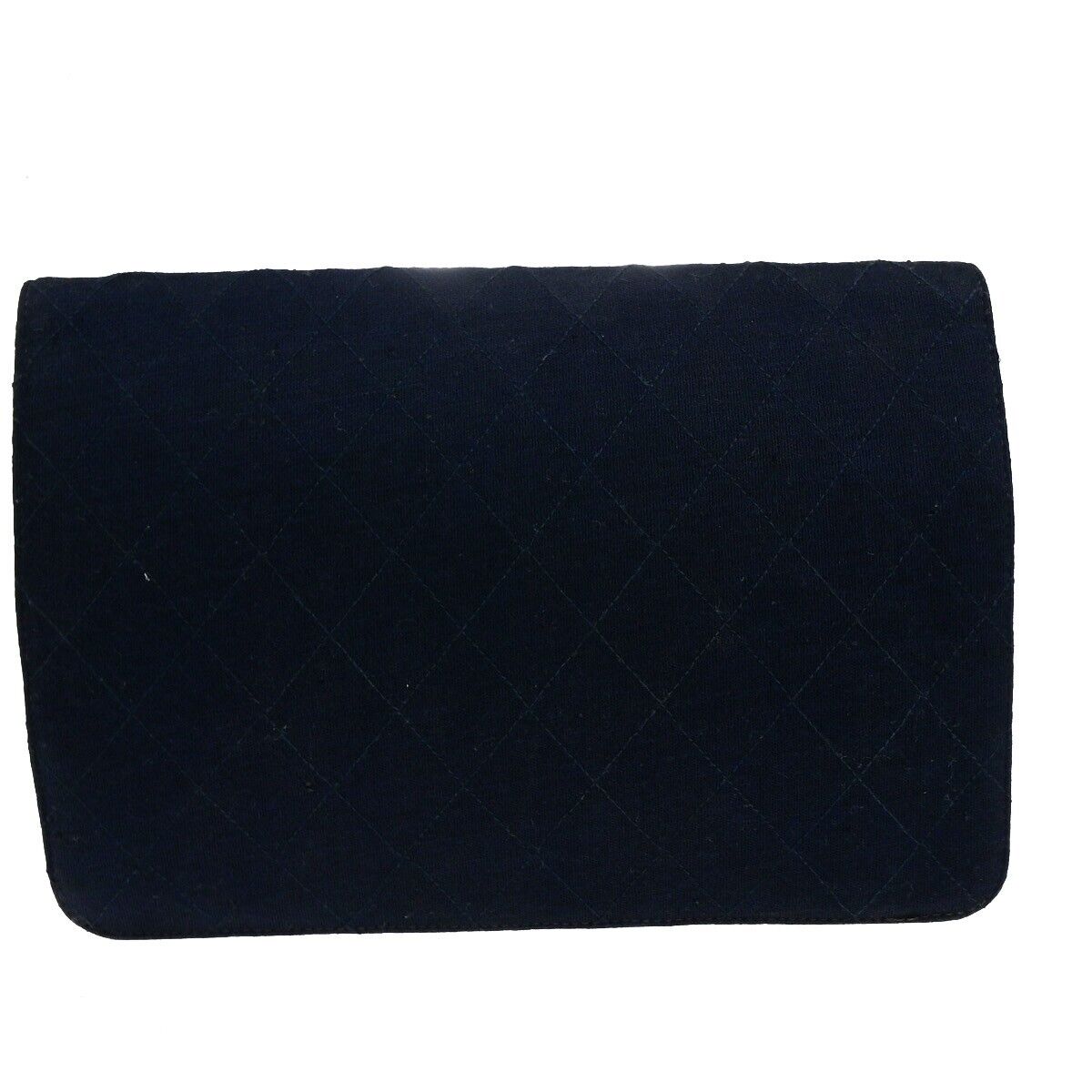 CHANEL CC Matelasse 25 Chain Shoulder Bag Canvas Leather Navy Blue GHW 78YF770