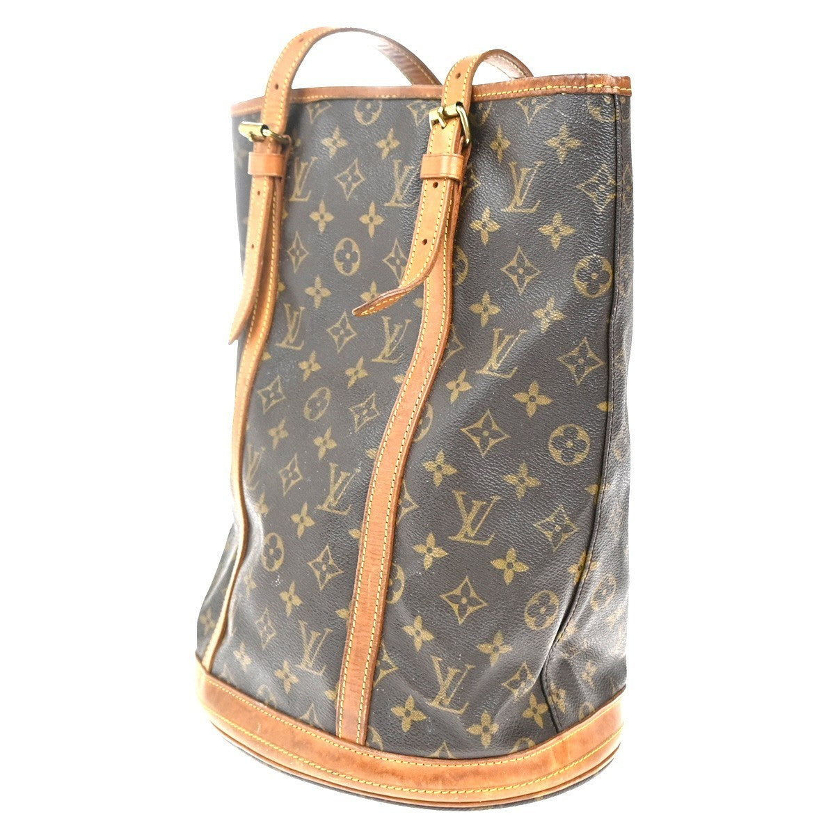 LOUIS VUITTON BUCKET GM Shoulder Tote Bag Monogram Leather Brown M42236 38KP444