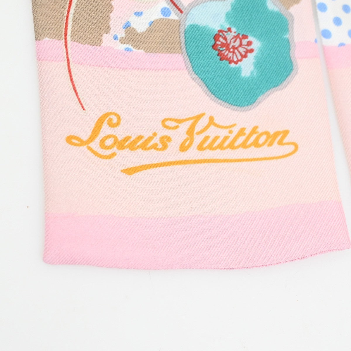 LOUIS VUITTON Bando Retro Flower Scarf Morning glory Silk 100% PK M75214 65RQ065