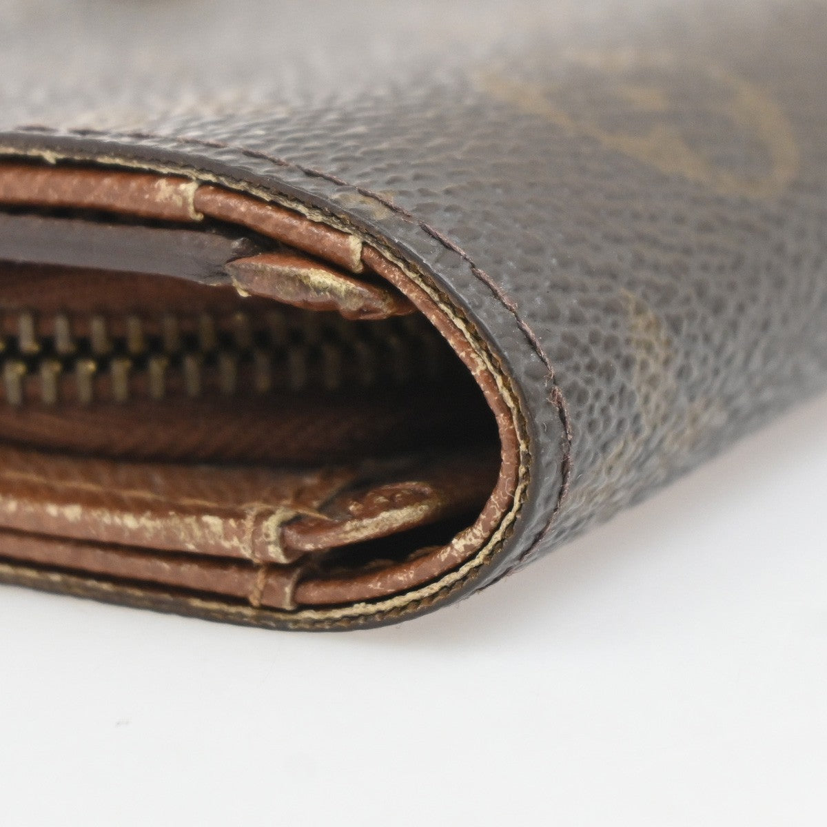 LOUIS VUITTON 3 Set Bifold Trifold Wallet Purse Monogram Leather Brown 63KC964