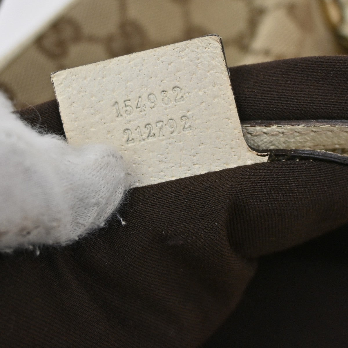 GUCCI GG Pattern Charmy Handbag Canvas Leather Beige GHW Italy 86DA225