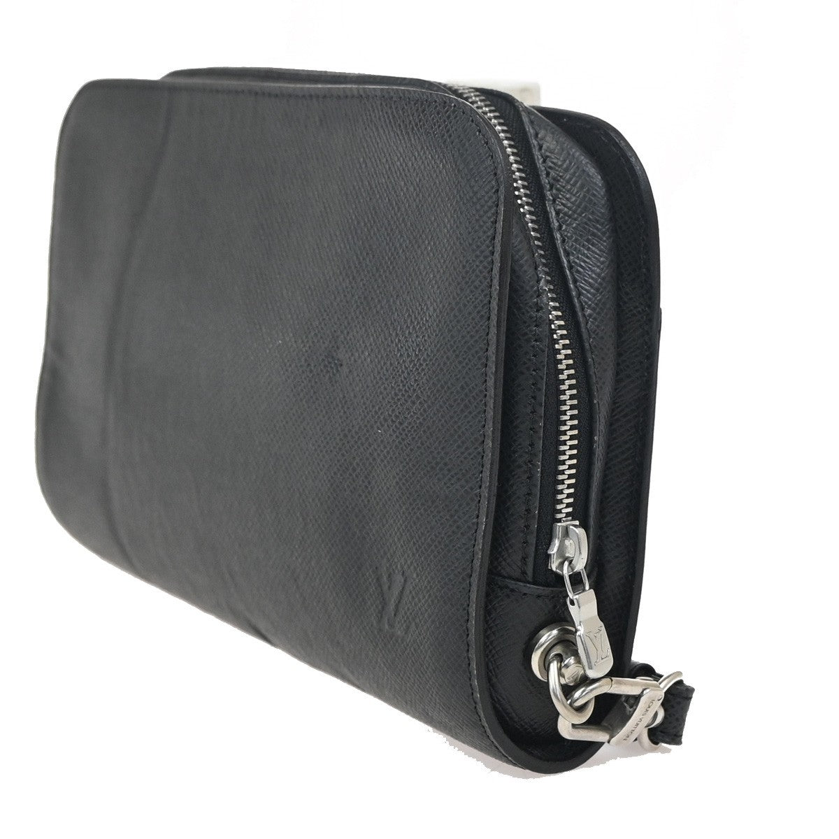 LOUIS VUITTON LV Logo BAIKAL Clutch Hand Bag Taiga Leather Black M30182 04KC763