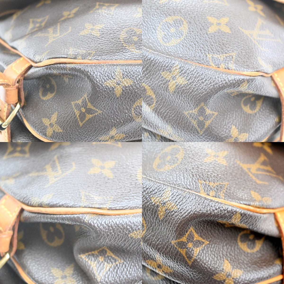 LOUIS VUITTON Logo Saumur 30 Shoulder Bag Monogram Leather Brown M42256 73MA362